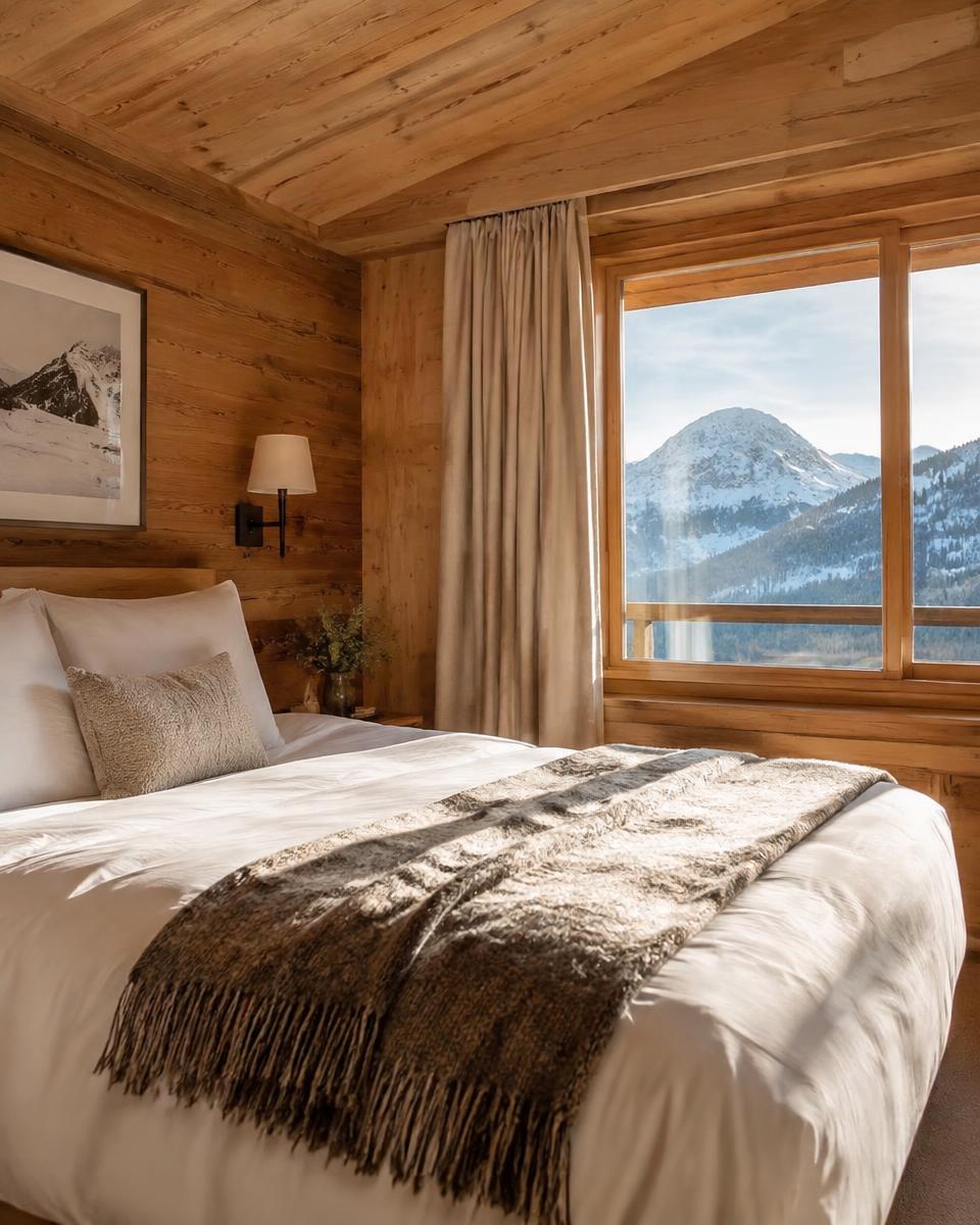 Chalet Schlafzimmer mit Bergblick